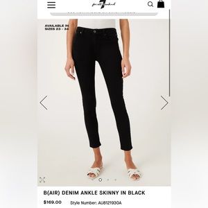 B(AIR) DENIM ANKLE SKINNY IN BLACK Sz 28! Seven Jeans